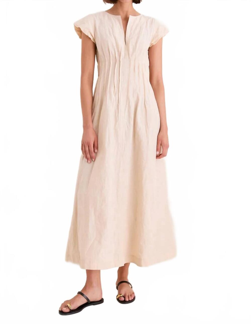 NEW APIECE APART maravilla pintuck maxi dress in shell